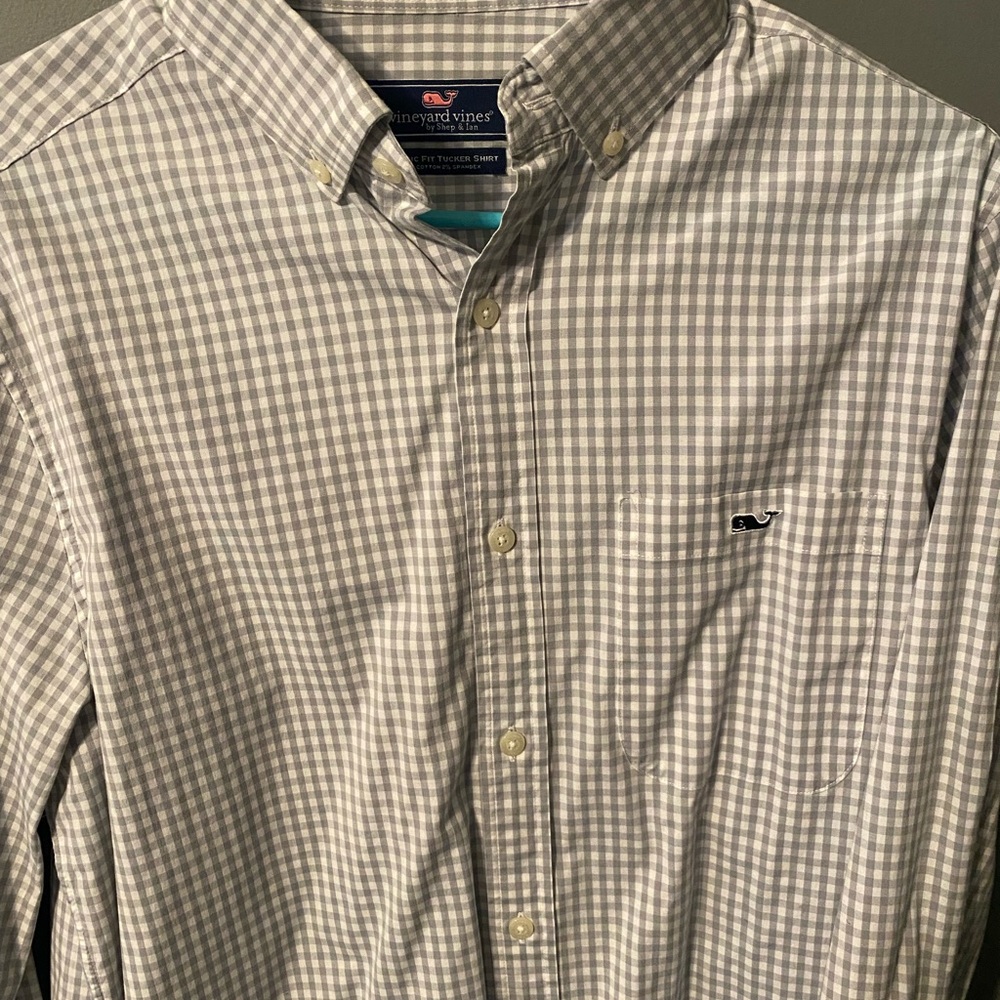 Vineyard Vines Men's Gray Gingham Shirt
